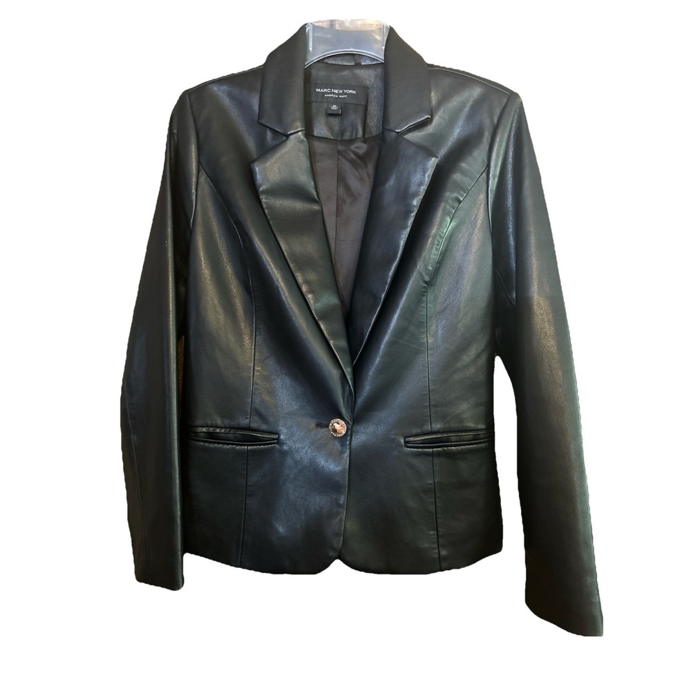 Marc New York Andrew Marc Black Faux Leather Jacket Women's Size XSmall